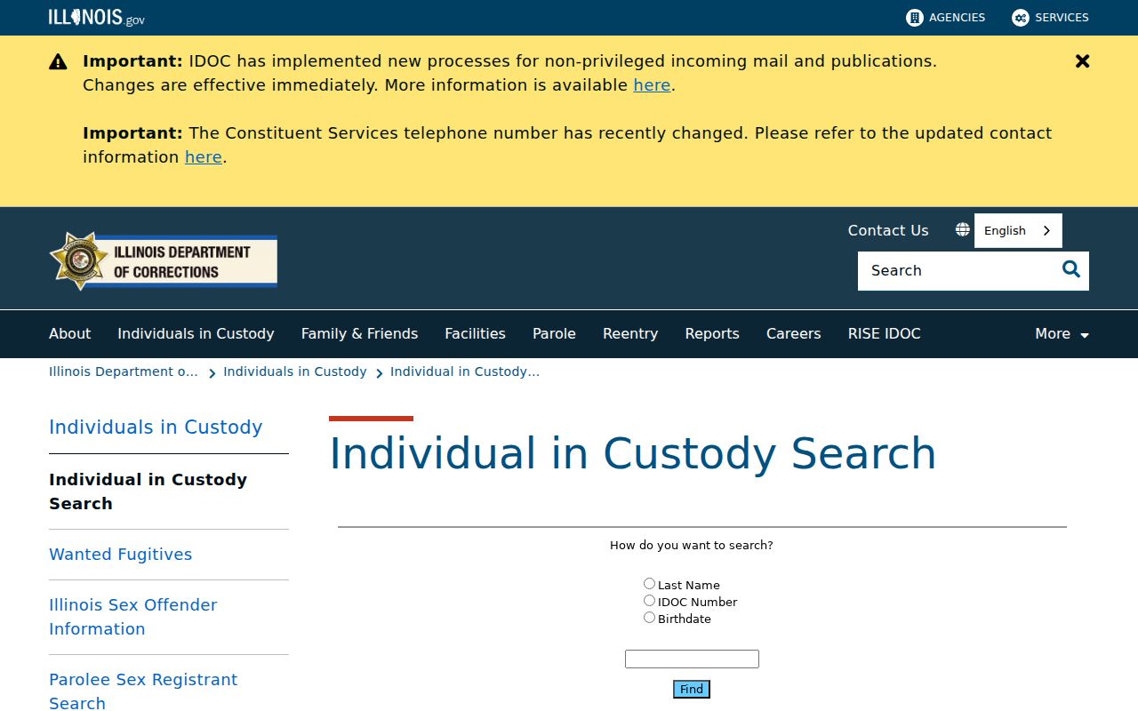 IDOC custody search after a Saline County arrest and transfer