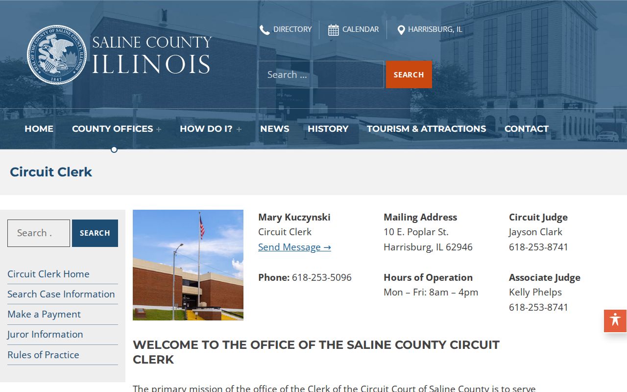 Saline County criminal history records at the Circuit Clerk counter