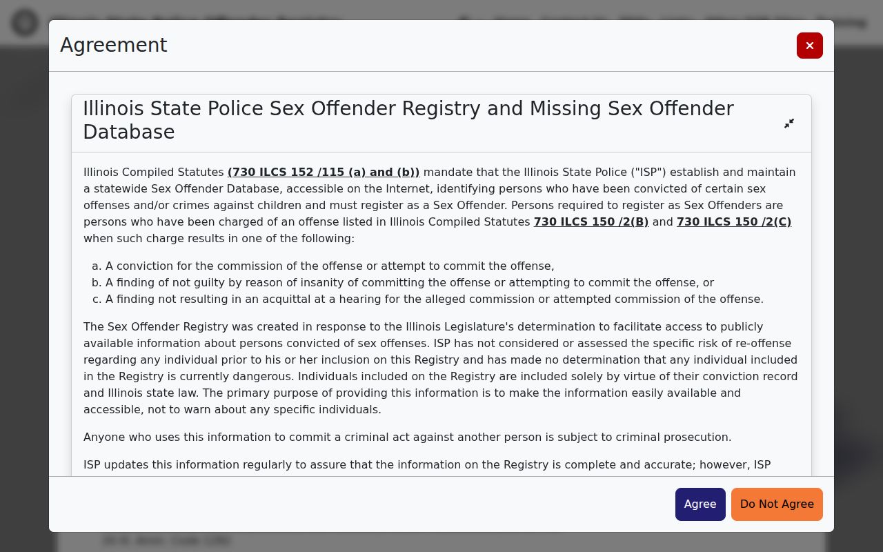 Illinois State Police sex offender information hub used for Saline County registry research