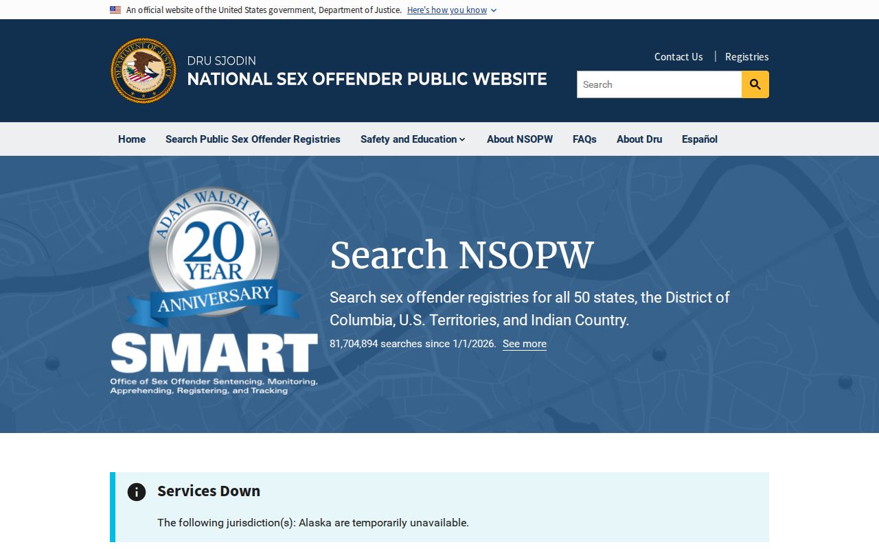 National Sex Offender Public Website cross-state search used with Saline County registry checks